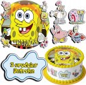 ZESTAW OPŁATEK NA TORT 20CM + 17 POSTACI - SPONGEBOB + IMIĘ 15CM 18CM