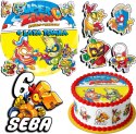 ZESTAW OPŁATEK NA TORT 20CM + 17 POSTACI - SUPER ZINGS + IMIĘ 15CM 18CM