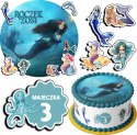ZESTAW OPŁATEK NA TORT 20CM + 17 POSTACI - SYRENKA + IMIĘ 15CM 18CM