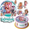 ZESTAW OPŁATEK NA TORT 20CM + 17 POSTACI - ENCHANTIMALS + IMIĘ 15CM 18CM