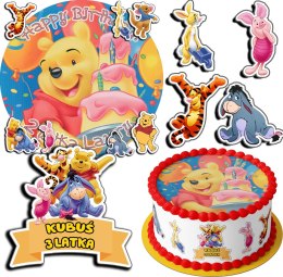ZESTAW OPŁATEK NA TORT 20CM + 17 POSTACI - KUBUŚ PUCHATEK + IMIĘ 15CM 18CM