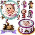 ZESTAW OPŁATEK NA TORT 20CM + 17 POSTACI - MASZA NIEDŹWIEDŹ + IMIĘ 15 18CM