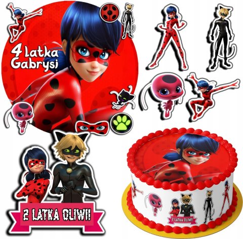 ZESTAW OPŁATEK NA TORT 20CM + 17 POSTACI - MIRACULUM + IMIĘ 15CM 18CM