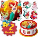 ZESTAW OPŁATEK NA TORT 20CM + 17 POSTACI - SYRENKA ARIEL + IMIĘ 15CM 18CM