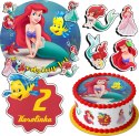 ZESTAW OPŁATEK NA TORT 20CM + 17 POSTACI - SYRENKA ARIEL + IMIĘ 15CM 18CM