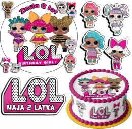ZESTAW OPŁATEK NA TORT 20CM + 17 POSTACI - LOL SURPRISE + IMIĘ 15CM 18CM