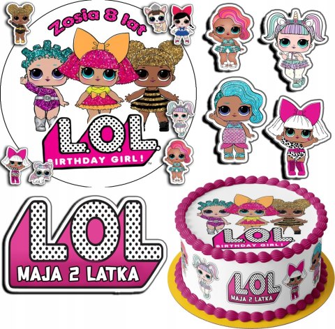 ZESTAW OPŁATEK NA TORT 20CM + 17 POSTACI - LOL SURPRISE + IMIĘ 15CM 18CM ZESTAW OPŁATEK NA TORT 20CM + 17 POSTACI - LOL SURPRISE + IMIĘ 15CM 18CM