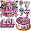 ZESTAW OPŁATEK NA TORT 20CM + 17 POSTACI - LOL SURPRISE + IMIĘ 15CM 18CM