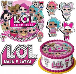 ZESTAW OPŁATEK NA TORT 20CM + 17 POSTACI - LOL SURPRISE + IMIĘ 15CM 18CM