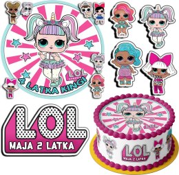 ZESTAW OPŁATEK NA TORT 20CM + 17 POSTACI - LOL SURPRISE + IMIĘ 15CM 18CM