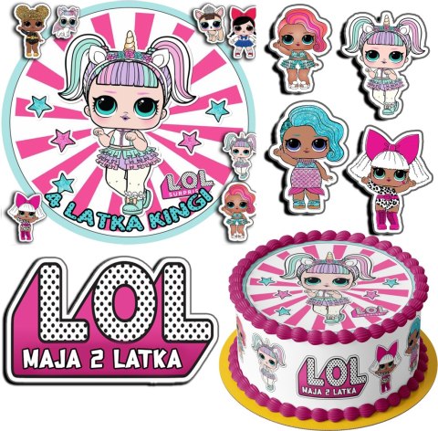 ZESTAW OPŁATEK NA TORT 20CM + 17 POSTACI - LOL SURPRISE + IMIĘ 15CM 18CM ZESTAW OPŁATEK NA TORT 20CM + 17 POSTACI - LOL SURPRISE + IMIĘ 15CM 18CM