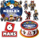 ZESTAW OPŁATEK NA TORT 20CM + 17 POSTACI - ROBLOX + IMIĘ 15CM 18CM