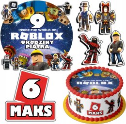 ZESTAW OPŁATEK NA TORT 20CM + 17 POSTACI - ROBLOX + IMIĘ 15CM 18CM