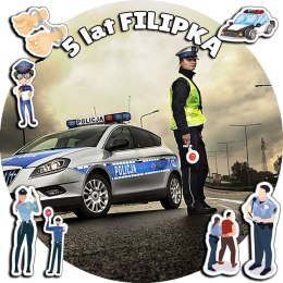 OPŁATEK NA TORT 30CM - POLICJA POLICJANT + IMIĘ + GRATIS! 24CM 26CM