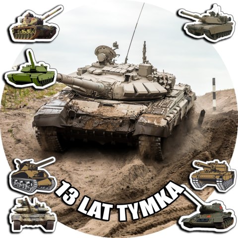 OPŁATEK NA TORT 30CM - WOJSKO CZOŁG TANK + IMIĘ + GRATIS! 24CM 26CM