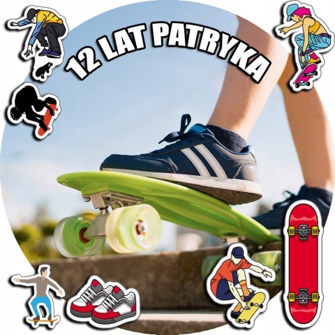 OPŁATEK NA TORT 30CM - DESKOROLKI DESKA ROLKI + IMIĘ + GRATIS! 24CM 26CM