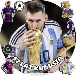 OPŁATEK NA TORT 30CM - PIŁKA NOŻNA MESSI + IMIĘ + GRATIS! 24CM 26CM