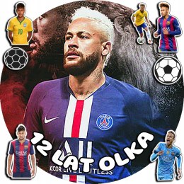 OPŁATEK NA TORT 30CM - PIŁKA NOŻNA NEYMAR + IMIĘ + GRATIS! 24CM 26CM