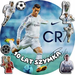 OPŁATEK NA TORT 30CM - PIŁKA NOŻNA RONALDO + IMIĘ + GRATIS! 24CM 26CM