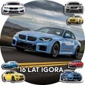 OPŁATEK NA TORT 30CM - SAMOCHODY AUTA BMW + IMIĘ + GRATIS! 24CM 26CM
