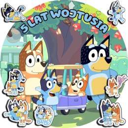 OPŁATEK NA TORT 30CM - BLUEY BINGO BLU BLUE + IMIĘ + GRATIS! 24CM 26CM