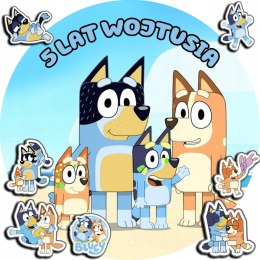 OPŁATEK NA TORT 30CM - BLUEY BINGO BLU BLUE + IMIĘ + GRATIS! 24CM 26CM