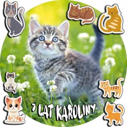 OPŁATEK NA TORT 30CM - KOTEK KOTY KOTKI KOT + IMIĘ + GRATIS! 24CM 26CM
