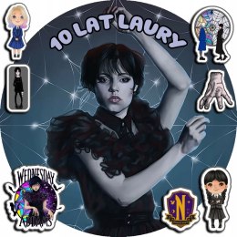 OPŁATEK NA TORT 30CM - WEDNESDAY ADDAMS + IMIĘ + GRATIS! 24CM 26CM