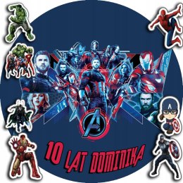 OPŁATEK NA TORT 30CM - AVENGERS MARVEL + IMIĘ + GRATIS! 24CM 26CM