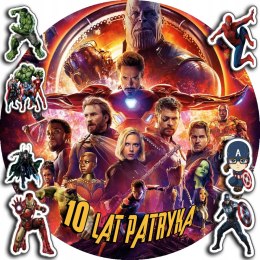 OPŁATEK NA TORT 30CM - AVENGERS MARVEL + IMIĘ + GRATIS! 24CM 26CM