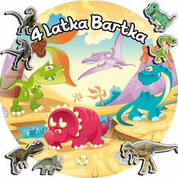 OPŁATEK NA TORT 30CM - DINOZAURY DINO + IMIĘ + GRATIS! 24CM 26CM