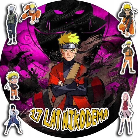 OPŁATEK NA TORT 30CM - NARUTO ANIME + IMIĘ + GRATIS! 24CM 26CM