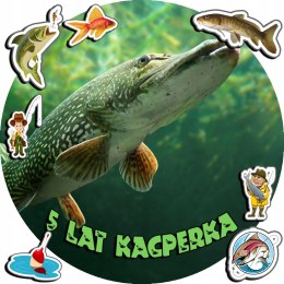 OPŁATEK NA TORT 30CM - RYBY WĘDKARZ HOBBY + IMIĘ + GRATIS! 24CM 26CM