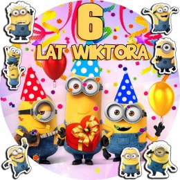 OPŁATEK NA TORT 30CM - MINIONKI BAJKA + IMIĘ + GRATIS! 24CM 26CM