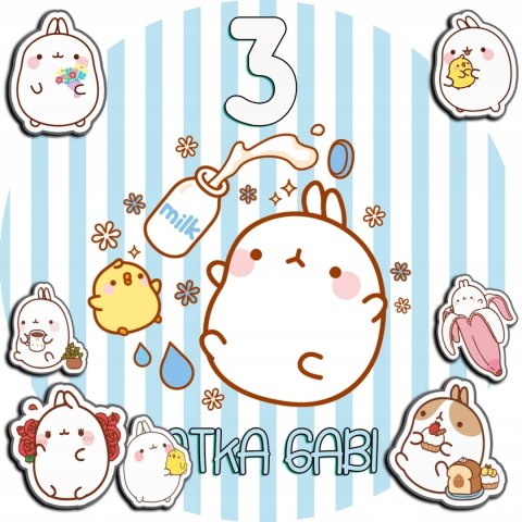 OPŁATEK NA TORT 30CM - MOLANG BAJKA + IMIĘ + GRATIS! 24CM 26CM