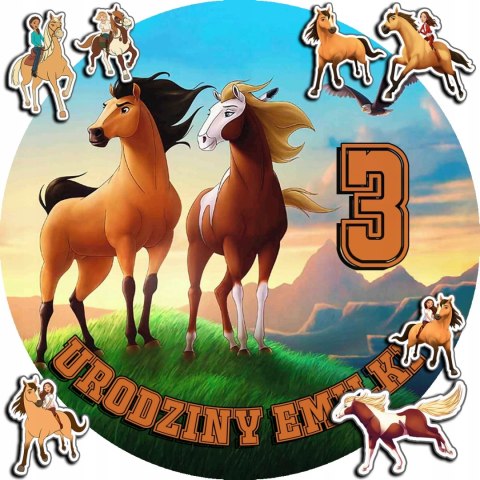 OPŁATEK NA TORT 30CM - MUSTANG SPIRIT KONIE + IMIĘ + GRATIS! 24CM 26CM OPŁATEK NA TORT 30CM - MUSTANG SPIRIT KONIE + IMIĘ + GRATIS! 24CM 26CM