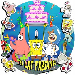 OPŁATEK NA TORT 30CM - SPONGEBOB BAJKA + IMIĘ + GRATIS! 24CM 26CM