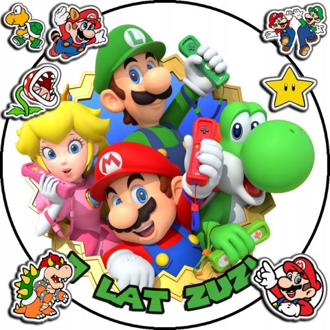 OPŁATEK NA TORT 30CM - SUPER MARIO BROS + IMIĘ + GRATIS! 24CM 26CM