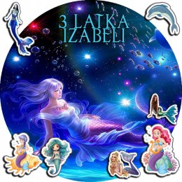 OPŁATEK NA TORT 30CM - SYRENKA SŁODKA + IMIĘ + GRATIS! 24CM 26CM