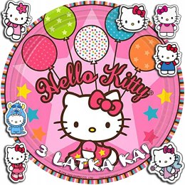 OPŁATEK NA TORT 30CM - KOTEK KOTKI HELLO KITTTY + IMIĘ + GRATIS! 24CM 26CM