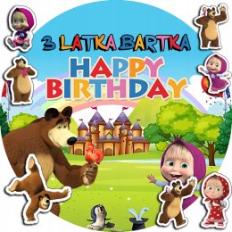 OPŁATEK NA TORT 30CM - MASZA NIEDŹWIEDŹ + IMIĘ + GRATIS! 24CM 26CM