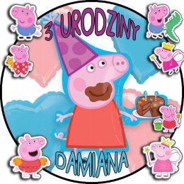 OPŁATEK NA TORT 30CM - ŚWINKA PEPPA GEORGE + IMIĘ + GRATIS! 24CM 26CM