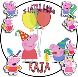 OPŁATEK NA TORT 30CM - ŚWINKA PEPPA GEORGE + IMIĘ + GRATIS! 24CM 26CM