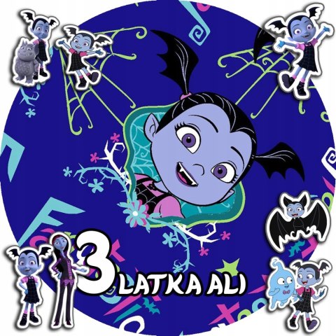 OPŁATEK NA TORT 30CM - VAMPIRINA BAJKA + IMIĘ + GRATIS! 24CM 26CM