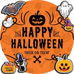 OPŁATEK NA TORT 20CM - HALLOWEEN DYNIA PAJĄKI + IMIĘ + GRATIS! 15CM 18CM