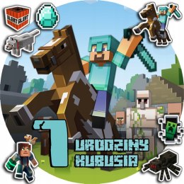 OPŁATEK NA TORT 30CM - MINECRAFT DEKORACJA + IMIĘ + GRATIS! 24CM 26CM