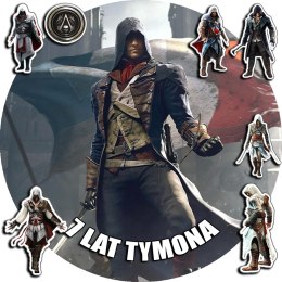 OPŁATEK NA TORT 20CM - ASSASSIN GRY GRA + IMIĘ + GRATIS! 15CM 18CM