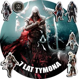 OPŁATEK NA TORT 20CM - ASSASSIN GRY GRA + IMIĘ + GRATIS! 15CM 18CM