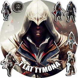 OPŁATEK NA TORT 20CM - ASSASSIN GRY GRA + IMIĘ + GRATIS! 15CM 18CM