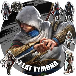 OPŁATEK NA TORT 20CM - ASSASSIN GRY GRA + IMIĘ + GRATIS! 15CM 18CM
